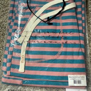 LATES by Kate Ribbed Striped Pajama Set - Pink & Blue